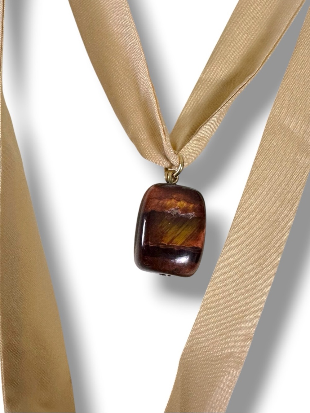 Free People Ariana Ost Ribbon Tigers Eye Wild Unknown Layered Necklace NWT - Picture 10 of 14